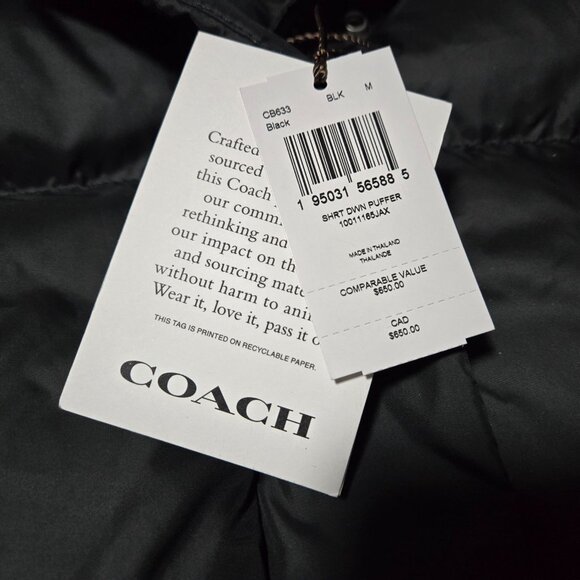 COACH Down Puffer Hooded Coat ~ Women’s ~ Medium ~ Black - Picture 4 of 16